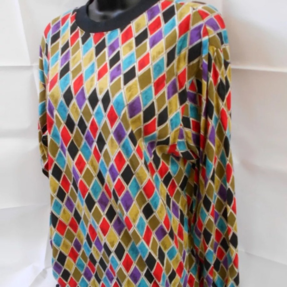KIK- KIN Womens Tunic M Long Sleeve Purple Black